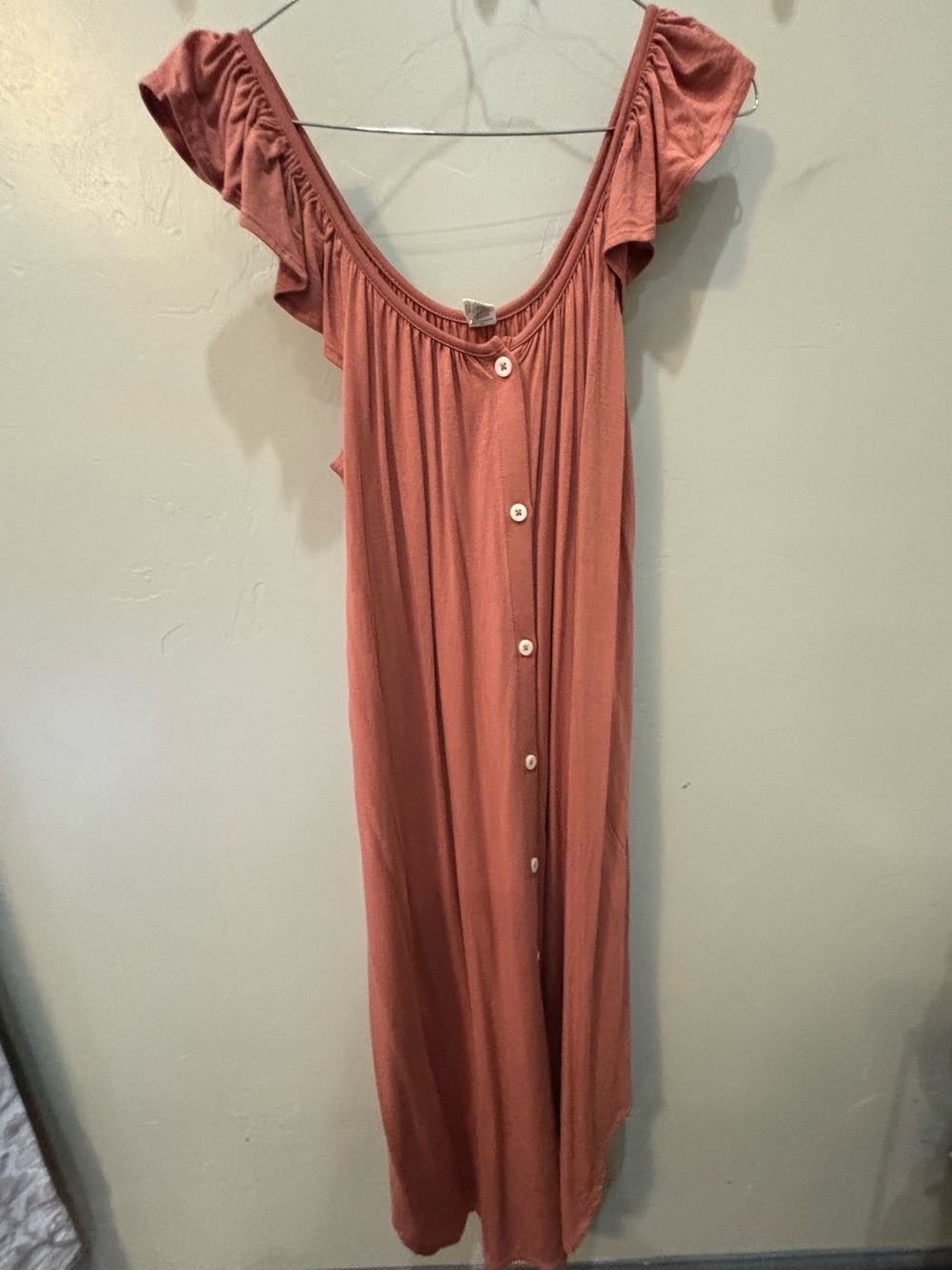 Kate Quinn | Ruffle Button Down Dress | Cedar | Lenzing Modal | EUC | XS